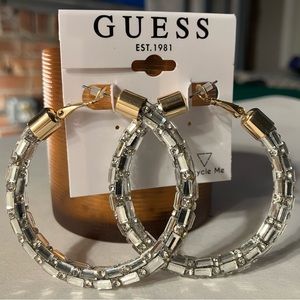 Guess hoop earrings with tags on